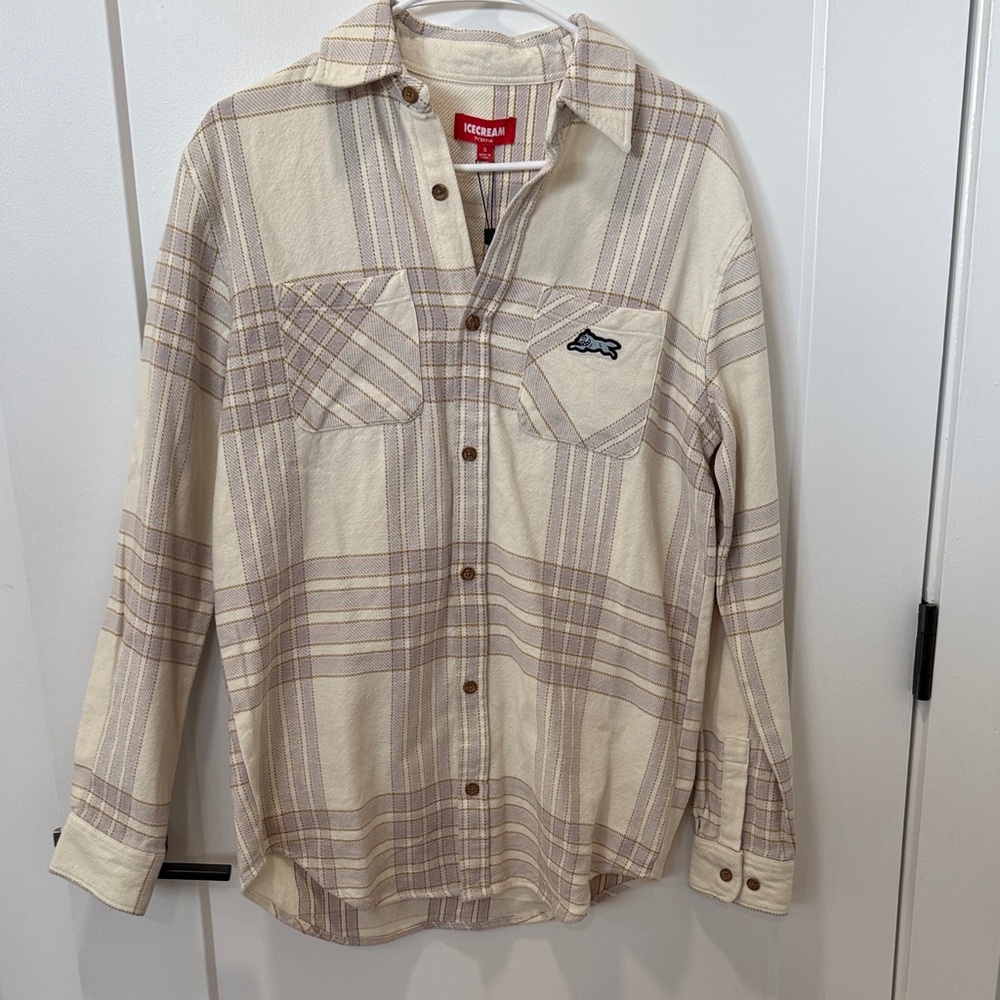 Ice Cream (by Pharrell Williams)  Beige and Brown Plaid Shirt
